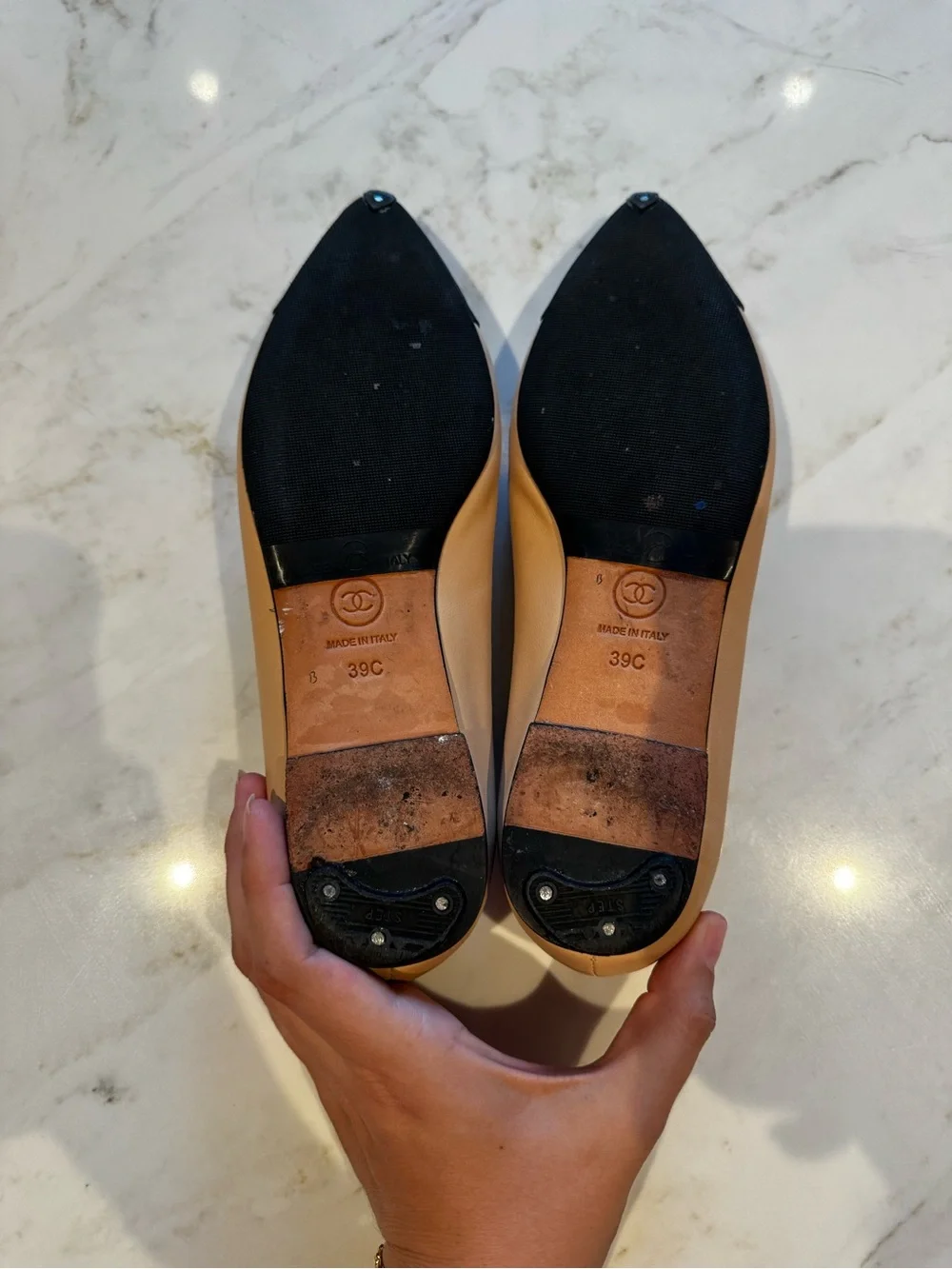 Chanel 2020 Chain Trim CC Logo Ballet Flats